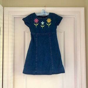 Vintage 90s demin flower embroidered dress